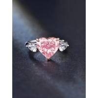 China Large Size Pink Lab Grown Diamond Rings Heart Shape 4.19ct 18k White Gold Ring factory
