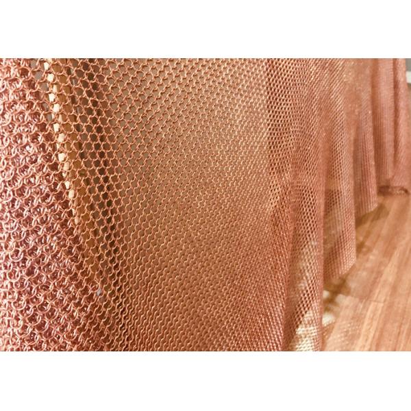 Quality Concert Halls Drapery Copper Ring Mesh Chainmail Type 1mm Dia 8mm Aperture for sale