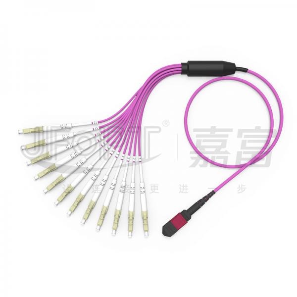 Quality MPO - LC Breakout Patch Cord 2.0mm Fanout LC DX With Clip MM Standard Loss for sale