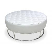 China Round Leather Ottoman Storage Box Stainless Steel Base With Fully Assambled factory