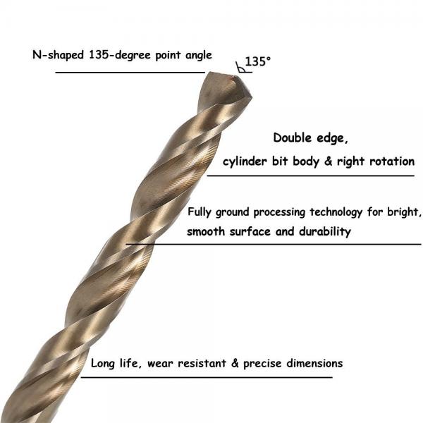 Quality Metric M35 Cobalt Steel HSS Twist Drill Bits Straight Shank Spiral Flute Type for sale