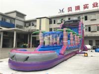 China Purple Adult Kids Inflatable Water Slides With Pool , factory