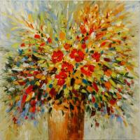 China Palette Knife Floral Oil Painting Canvas Thick Oil Floral Paintings 100x100cm factory