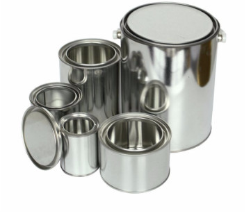 Quality ISO Round Metal Container With Lid 0.21mm 4 Litre Empty Paint Tins for sale