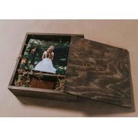 China 4 X 6 Wooden Photo Album Box , Custom Wooden Wedding Photo Box With Dividers factory