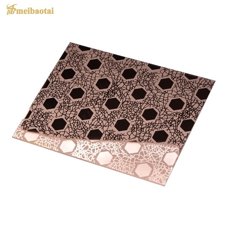 China 0.95mm Thickness Elevator Stainless Steel Sheet Gold Rose Polished Finish Etching factory