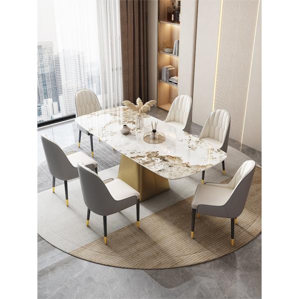 Quality Height 0.78M Luxury Marble Dining Table And Chairs For 6 for sale