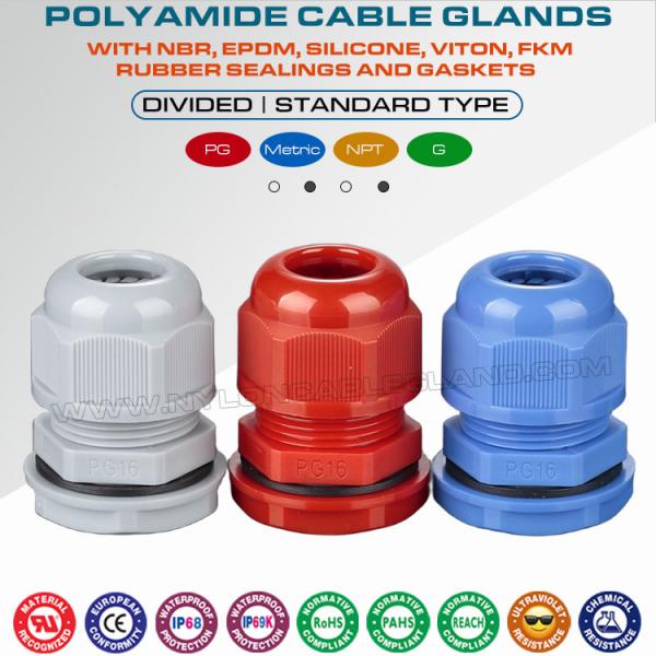 Quality Polyamide Plastic Non-Metallic IP68 Waterproof PG7-PG48 Cable Glands (Strain Reliefs, Cord Grips or Cord Glands) for sale