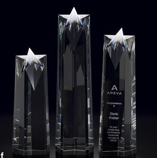 China crystal star trophy/crystal top star trophy/crystal star award/star award/crystal awards for sale