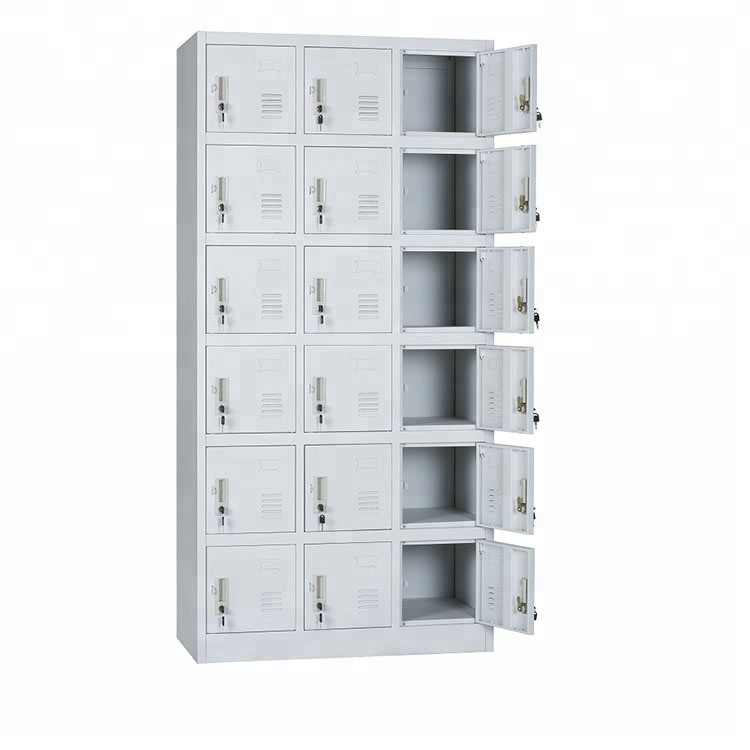 China Multifunctiona 18 Doors Electrostatic Fireproof Metal Lockers for sale