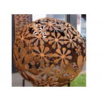 China Modern 100cm Dia Corten Steel Ball Sculpture For Garden Decor for sale