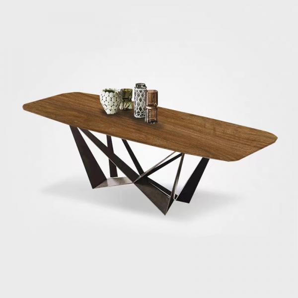 Quality GeoSteel  X Base Industrial Wood Dining Tables  Modern  Rectangle for sale