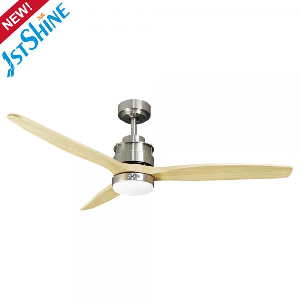 Quality 52 Inch Bldc Remote LED Ceiling Fan 3 Natural Solid Wood Blades for sale