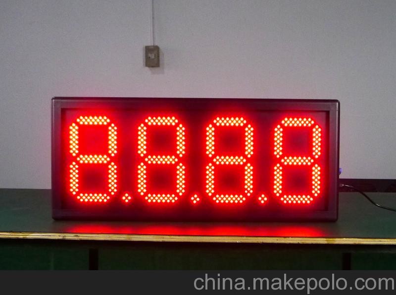China 10 Inches RF Remote Control Digital Red led Time And Temperature Oil Price Led Signs factory