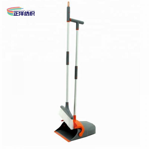 Quality 2 Section Plug In Aluminum Pole Plastic Dustpan PP Bristle Combo WindProof Broom And Dustpan Set for sale
