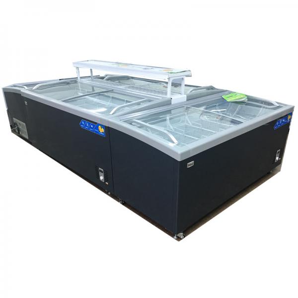 Quality Curved Glass Island Seafood Meat Display Freezer for sale