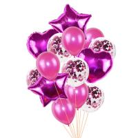 China 14pcs/set 18inch Heart Star Foil Balloons 12inch Latex Confetti Helium Air Ball Globo Multicolor Wedding Birthday Party factory