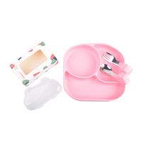 Quality OEM ODM Baby Silicone Feeding Set Plate Spoon Fork And Bowl Pink for sale