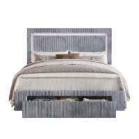 China Most popular bed comforter set Velvet Tufted LED Light Platform Storage Bed for Bedroom Apartment and Hotel factory