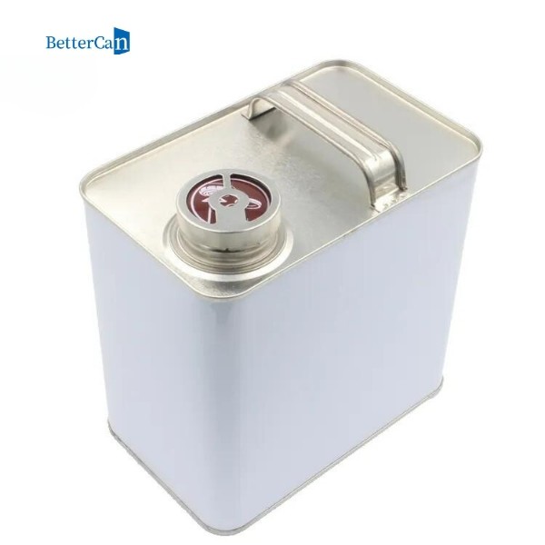 Quality ISO9001 Car Paint Tin 4L 2L Rectangular Metal Container With Spout Cap Packaging Container for sale