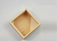 China Small Brown Handmade Wooden Boxes , Bamboo Wood Box With Clear Sliding Lid factory