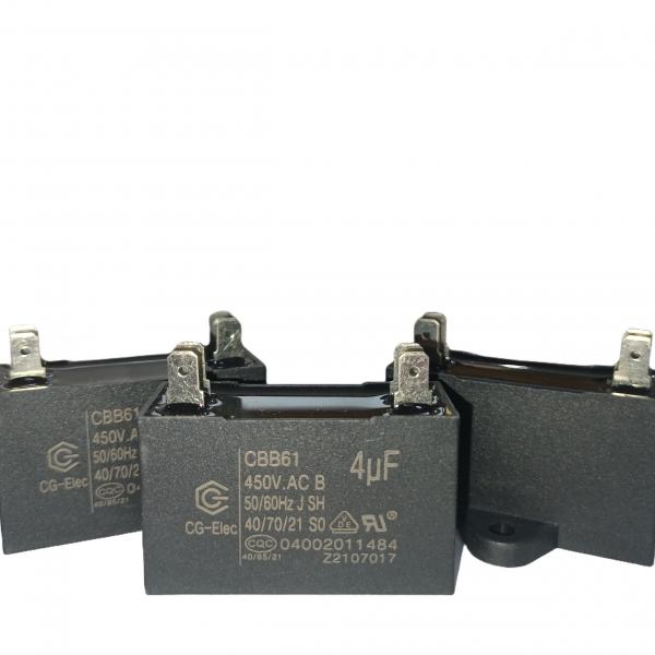 Quality 4.0mfd Air Conditioner Fan Capacitor CBB61 450V With 2+2 Quick-Connect Terminals for sale