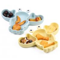 China Crab Silicone Baby Feeding Set Suction Bowls And Plates Blue Yellow factory