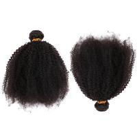 Quality Afro Kinky Curly Hair Brazilian Virgin Human Hair Bundles Natural Black Color No for sale