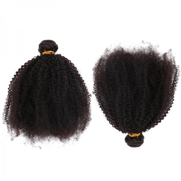 Quality Afro Kinky Curly Hair Brazilian Virgin Human Hair Bundles Natural Black Color No Tangle for sale