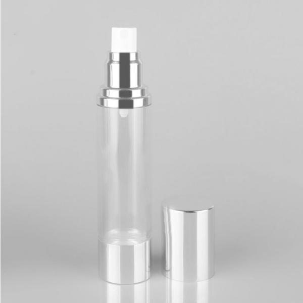 Quality 0.51oz 15ml 20ml Filling Silver Plastic Airless Pump Bottle 50ml 1.69oz Airless for sale