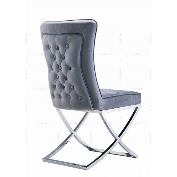 Quality YUNZONN Luxury Fabric Design Stainless Steel Legs Dining Chair for sale