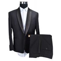 China 2 Piece Mens Tuxedo Suit Shawl Lapel Wedding Black Viscose Polyester factory