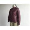 China Polished Sliver Pu Leather Jacket Womens With Quilting Burgundy Tw75948 factory