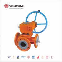 Quality 3 Way FEP/PFA Lined Ball Valve Worm Gear Operated Flange Type for sale