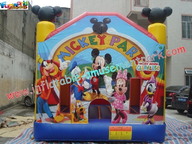 China 0.55mm PVC Tarpaulin Kids Mickey Mouse Inflatable Moonwalk Commercial Bouncy Castles factory