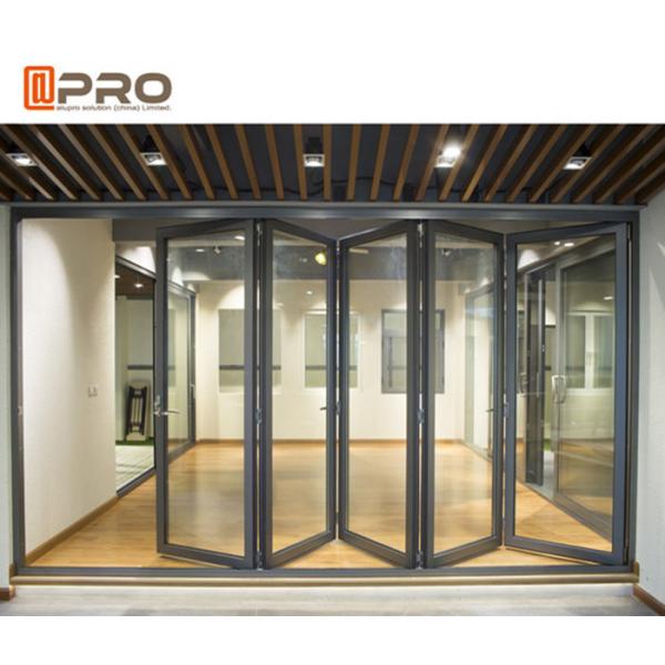 Quality Aluminium Exterior Bi Fold Sliding Doors Foldable Glass Doors ISO Certification folding sliding patio doors for sale