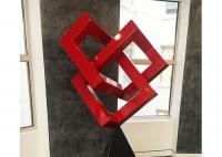 China Red Painted Metal Sculpture Modern Art Geometric Sculpture For Decoration factory