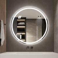 China Waterproof Frameless Touch Screen Vanity Smart Led Light Round Bathroom Silver Mirror factory