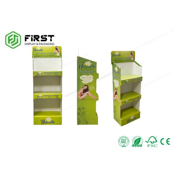 Quality POP Printing Cardboard Floor Displays 3 Shelves Customized Logo For Retail Promotion for sale