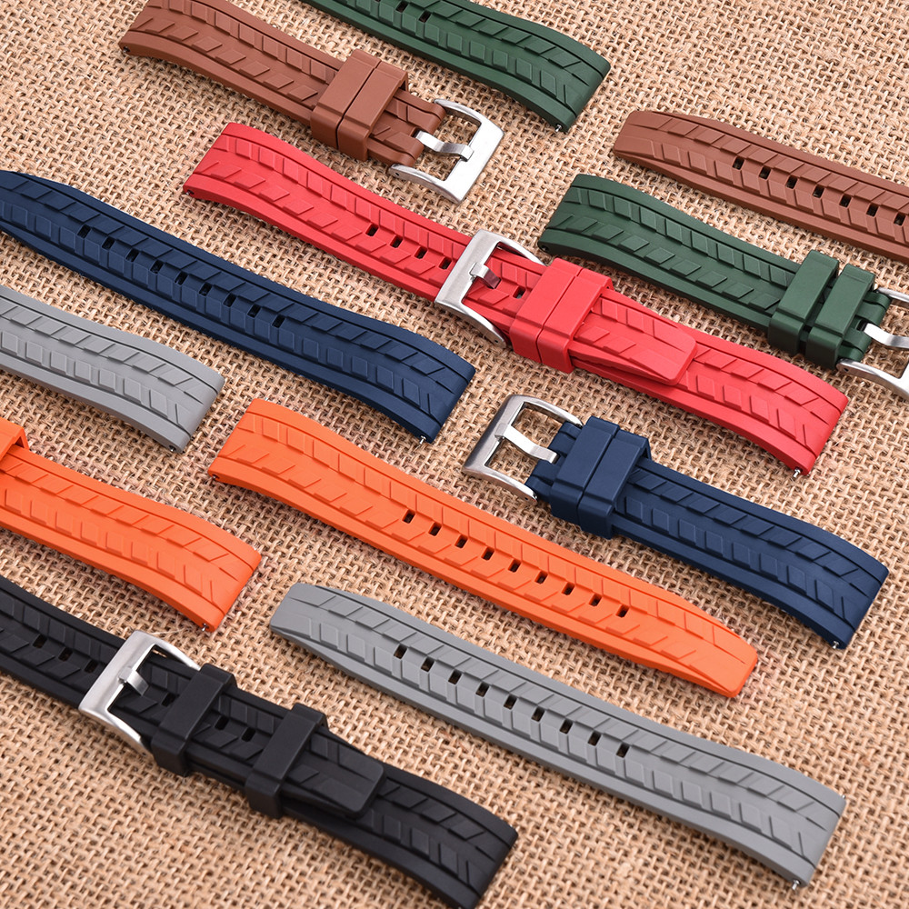 China JUELONG Sport FKM Rubber Watch Band Quick Release Tire Tread Rubber Wrist Strap 20mm 22mm factory