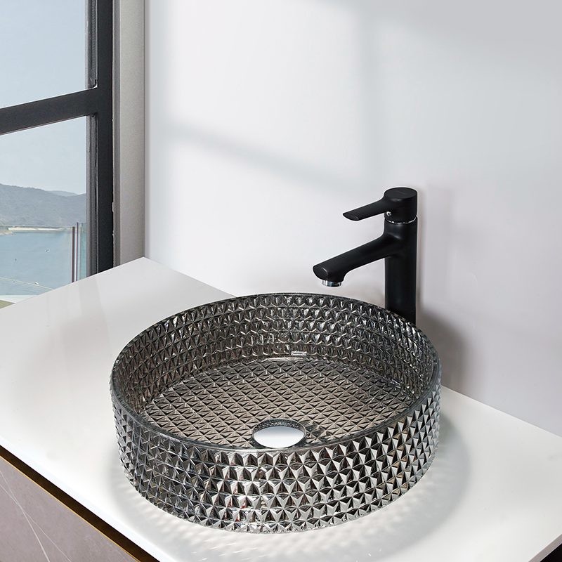 Quality Chromed Finish Crystal Sink Bowl Elegant Bathroom Vanity Countertop Sink for sale