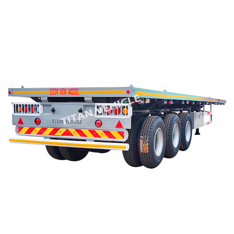China TITAN 40 Ft 3 Axle Container Flatbed Trailer Truck Semi Trailer for Sale factory