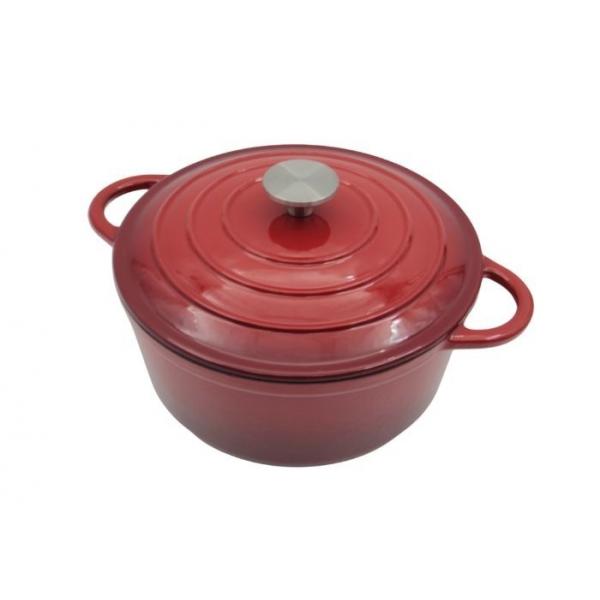 Quality OEM ODM 21.3*10cm Red Cast Iron Dutch Oven ISO9001 certificated for sale