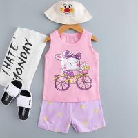 China Bicycle Rabbit Print Pajama Set / animal print pjs breathable moderate tightness factory