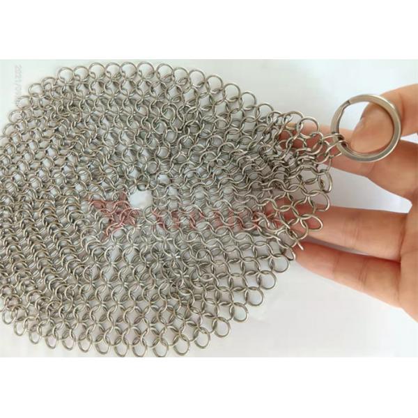 Quality ø1.2mm 10mm Ring Mesh Stainless Steel Chainmail Scrubber Kitchen Cleaning for sale