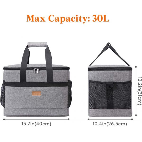 Quality 30 50 60 Can Insulated Collapsible Cooler Bag Tote Lunch Soft 40x27x31cm for sale