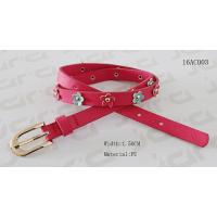 China Red PU Flowers Kids Fashion Belts With Studs / Zinc Alloy Buckle 1.5cm Width factory