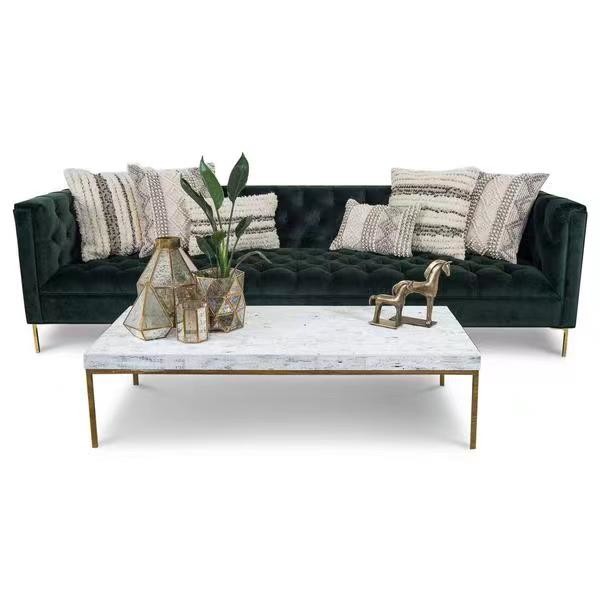 Quality Hunter Marble Green Velvet Sofa Set Hotel Lobby Sofa ODM for sale