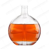 China Vodka Hot Stamping Customized 700ml Xo Transparent Glass Wine Bottle with Plastic Lid for sale