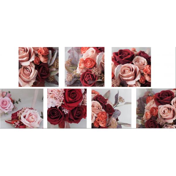 Quality Lifelike Rose Artificial Bridesmaid Bouquets For Wedding Custom for sale